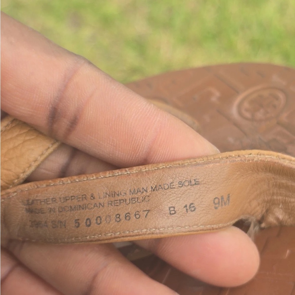 Tory Burch Sandals Size 9 Women Gold Brown Flats Casual - Picture 10 of 11